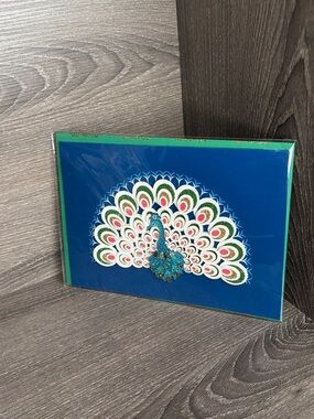 ❤️$3 Burgoyne 3D Peacock Greeting Card